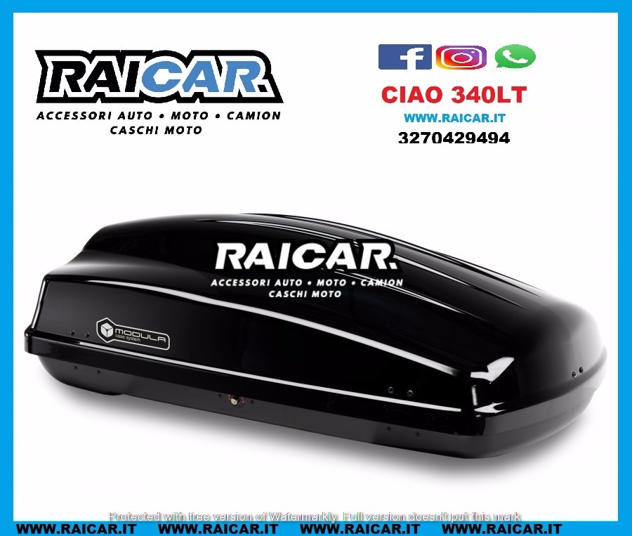 BOX BAULE TETTO BAULE AUTO PORTATUTTO MODULA CIAO 340lt – RAI.CAR.