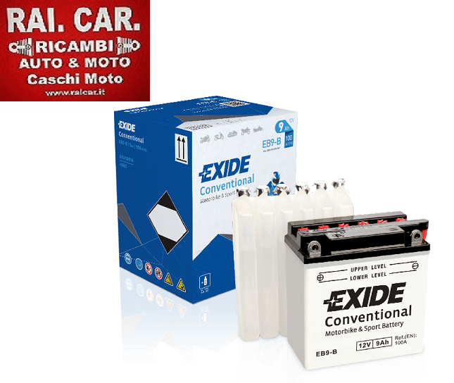 Batería Exide Moto 12V Conventional EB9-B. 9Ah - 100A(EN) 12V.  (135x75x140mm) - VT BATTERIES