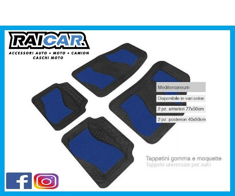 Tappetini per auto in moquette e gomma blu sagomabile – RAI.CAR.