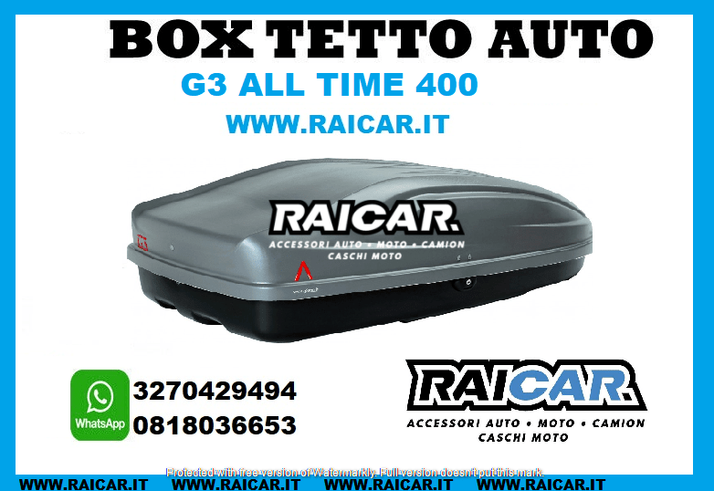 BOX AUTO BAULE DA TETTO SHUTTLE PORTAPACCHI VIAGGIO G3 ALL TIME 400 330L  GRIGIO