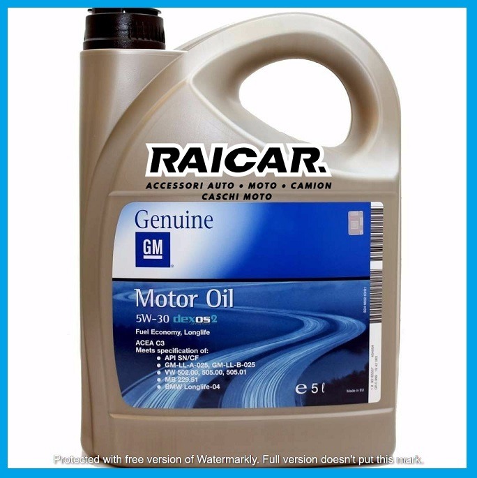 Olio Motore Originale GM OPEL Dexos2 5w30 Acea C3 API SN/CF 5 Lt 5